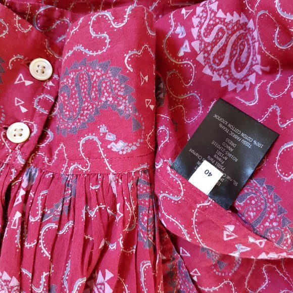 Etoile Isabel Marant Red Paisley Boho Dress. Medium. 100% Cotton. - Picture 5 of 6